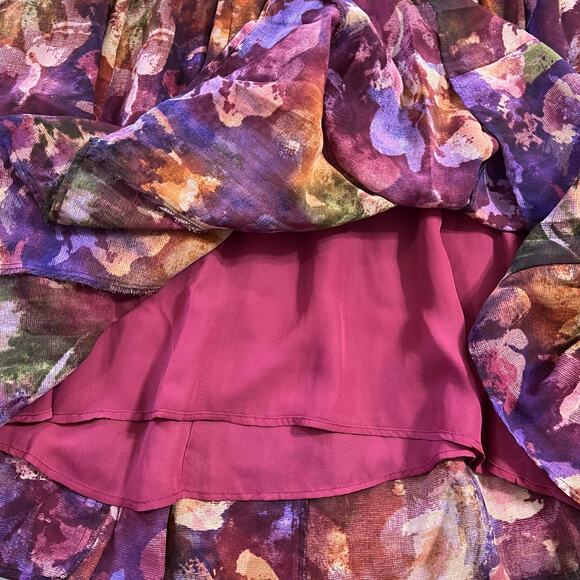 Coldwater Creek Womens Midi Skirt A Line Floral Print Pleated Lined Pink Medium - Picture 6 of 8